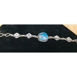 Blue Apatite Boho Bracelet Whimsigoth Topaz Style 7.5"